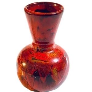 Vintage Farmhouse Red Swirl Studio Art Pottery Vase Signed